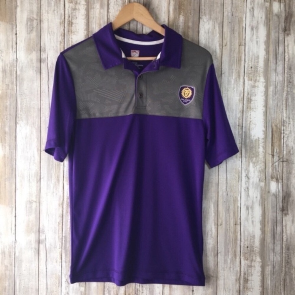 Orlando City SC MLS Polo Shirt Purple Gray Athletic Soccer Men’s Small - Picture 2 of 5